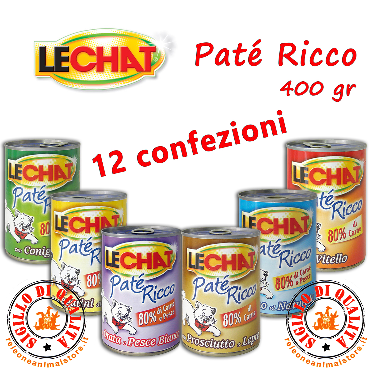 LECHAT Pate' Ricco Gatto 400 gr - 12 confezioni