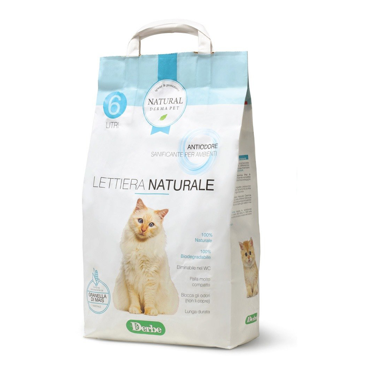 Lettiera Naturale per Gatti Natural Derma Antiodore 6 Litri