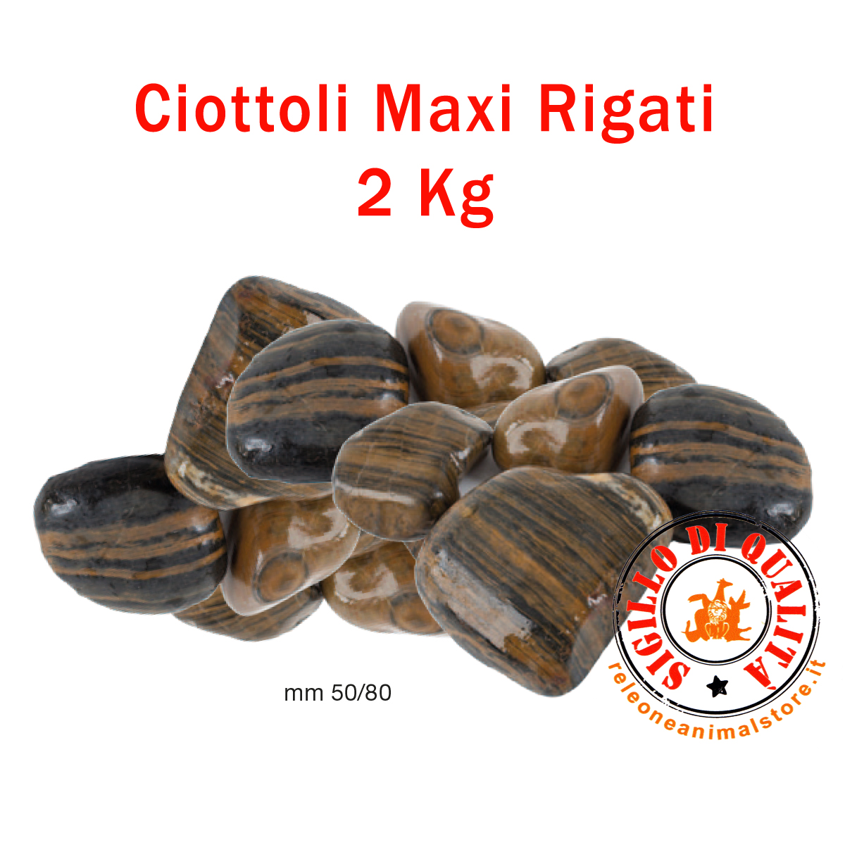 Ciottoli Maxi Rigati Fondo Acquario 2 Kg