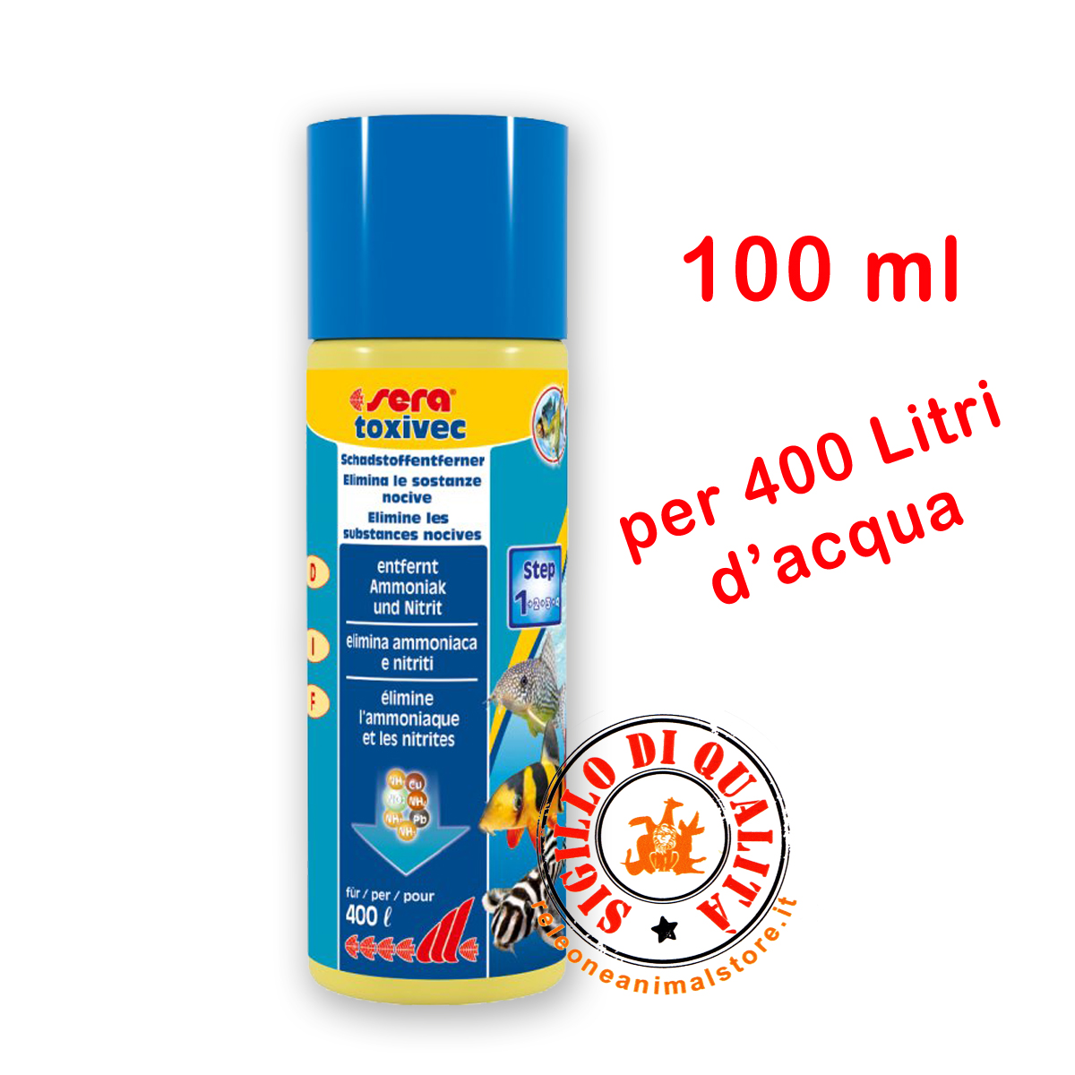 SERA TOXIVEC 100 ml per 400 Litri - Rimuove Sostanze tossiche Acquario