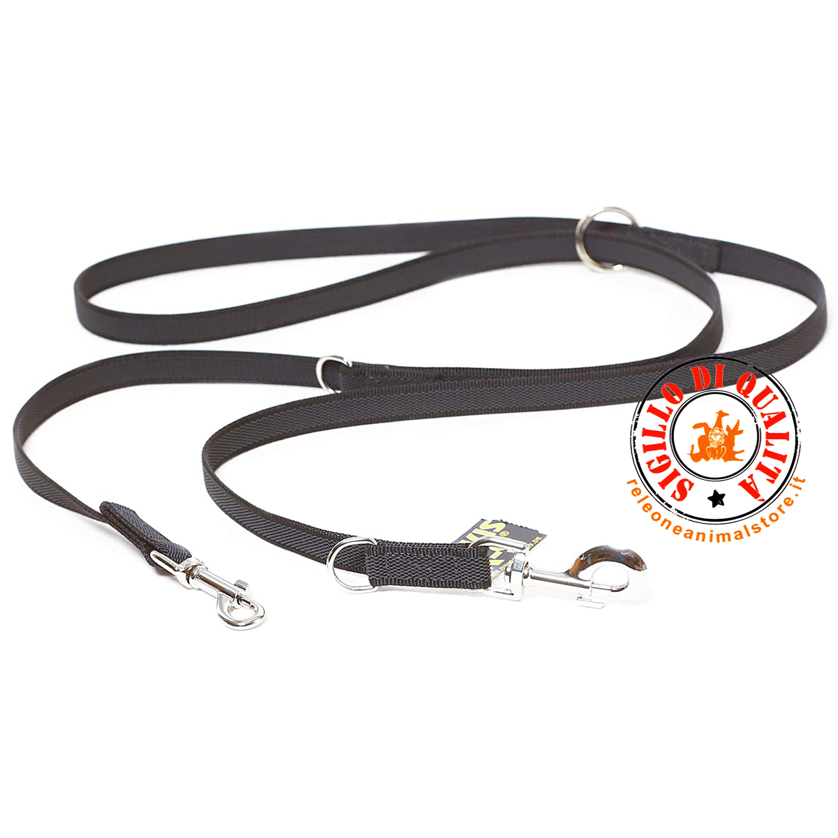 Guinzaglio per cani regolabile Color e Gray Super-Grip 2x220 Nero