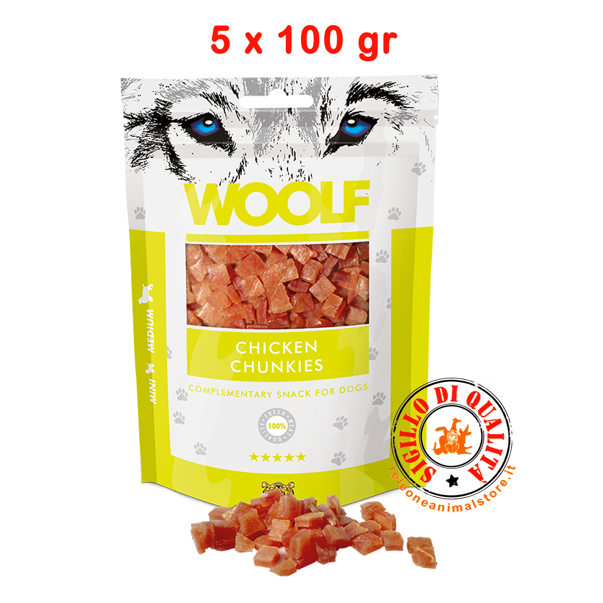 Snack per Cani Woolf Bocconcini di Pollo - 100gr - 5 pezzi