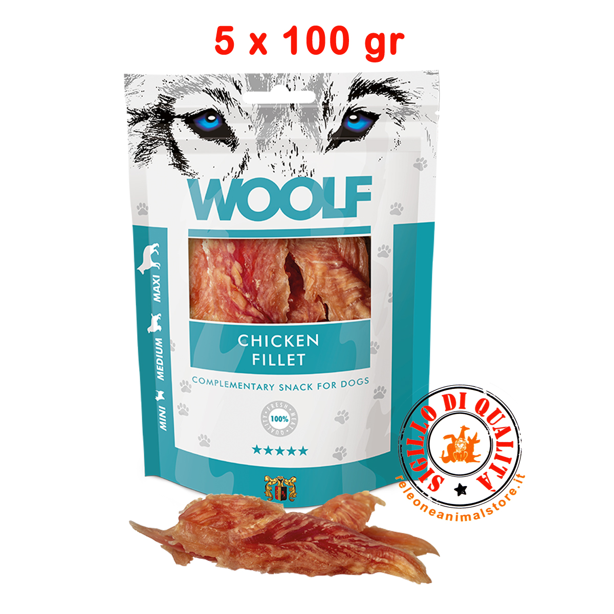 Snack per Cani Woolf Filetto di Pollo - 100gr - 5 pezzi