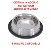 Ciotola in acciaio Anti ribaltamento antiscivolo per cani e gatti varie misure