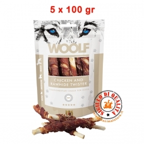 Snack per Cani Woolf  Rotolino di Pollo con pelle Grigliata - 100gr - 5 pezzi